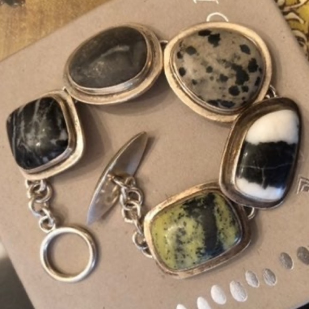 Vintage Silpada Sterling Silver Natural Jasper Stone Bracelet B0617 - Picture 11 of 15